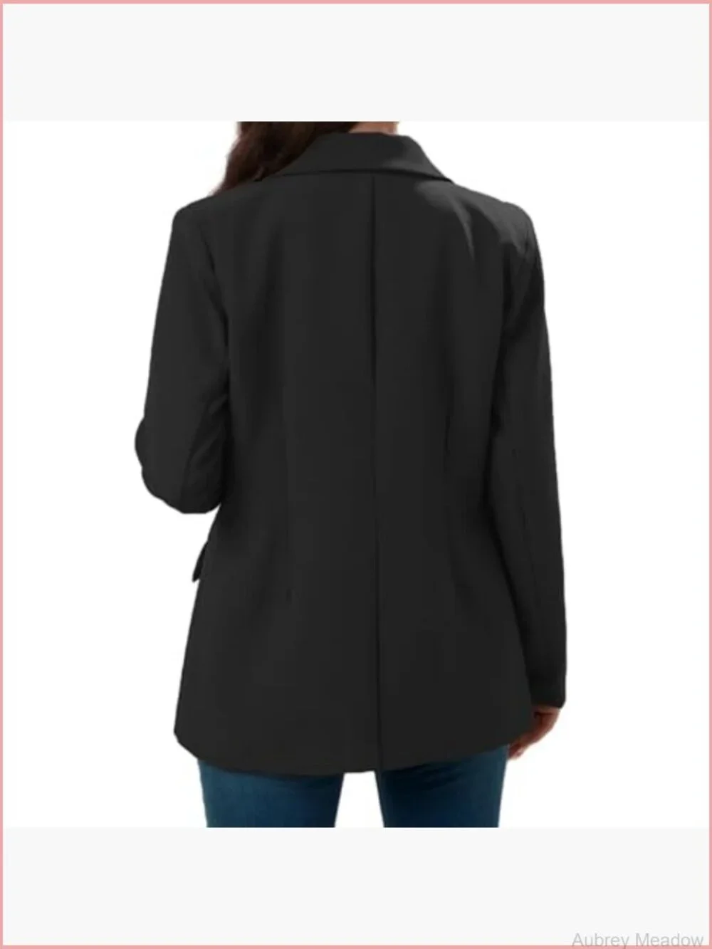 Long Sleeve Notch Lapel Work Suit Blazer Open Front Casual Jacket with Pockets